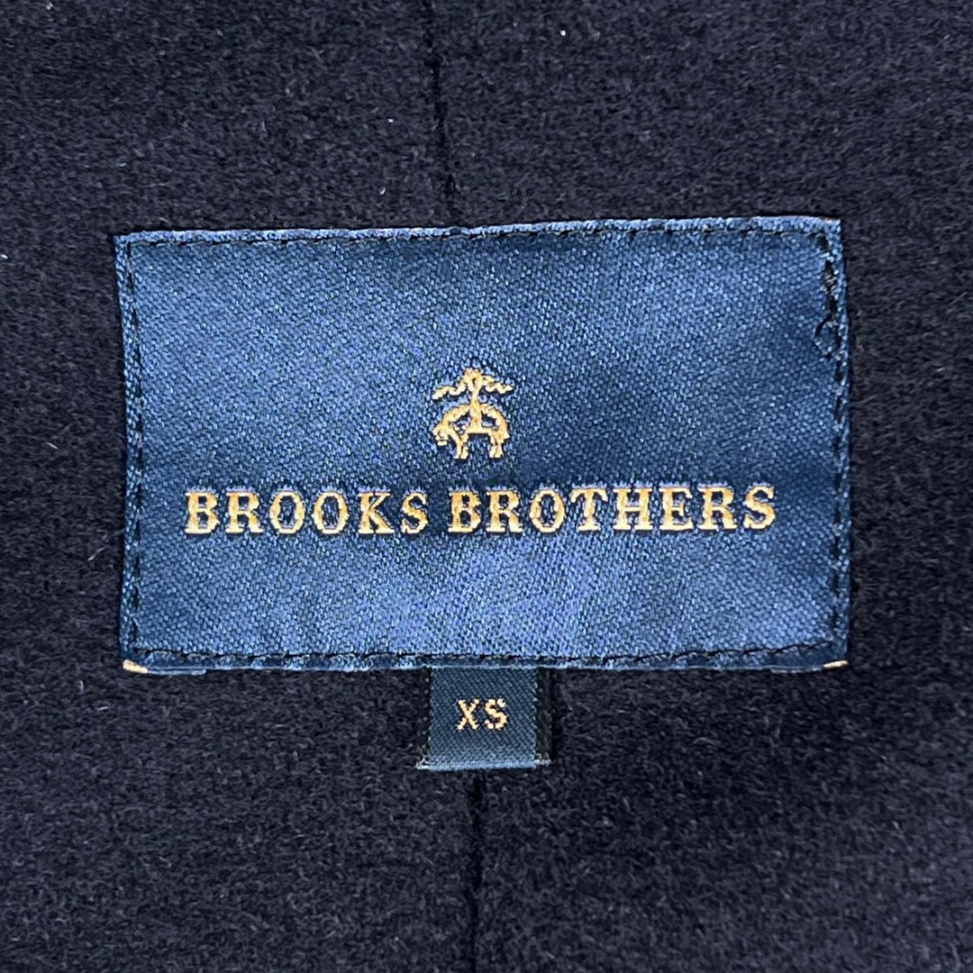 極美品▲Brooks Brothers ブルックスブラザーズ メルトン地 ウッドトグルボタン フード付 ダッフルコート ネイビー XS 正規品 メンズ