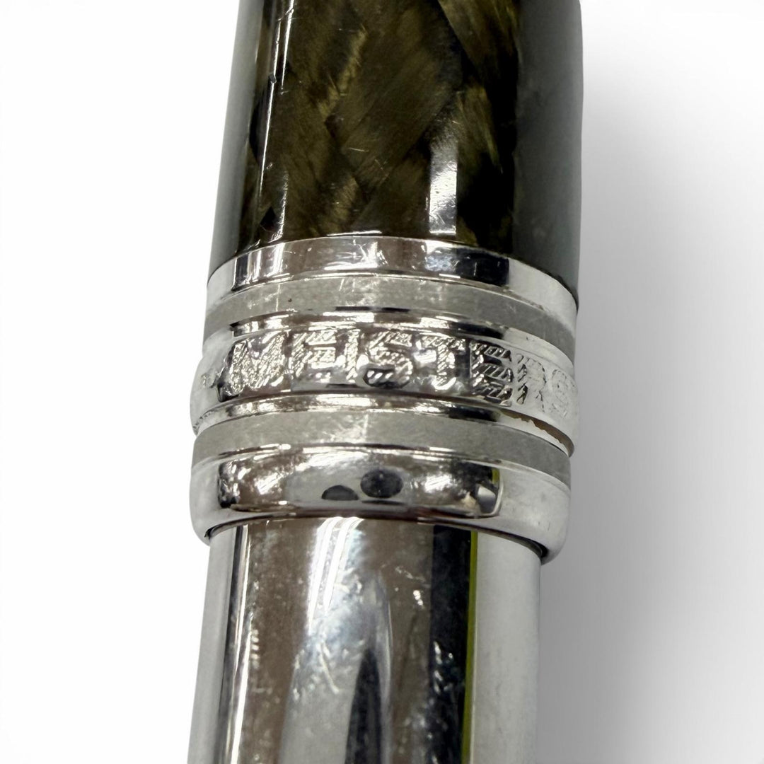 良品▼MONTBLANC モンブラン マイスターシュテュック ソリテール カーボンスティール ホワイトスター ツイスト式 ボールペン 筆記確認済
