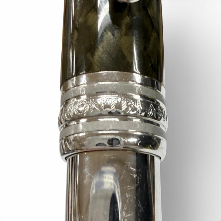 良品▼MONTBLANC モンブラン マイスターシュテュック ソリテール カーボンスティール ホワイトスター ツイスト式 ボールペン 筆記確認済