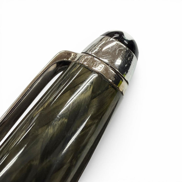 良品▼MONTBLANC モンブラン マイスターシュテュック ソリテール カーボンスティール ホワイトスター ツイスト式 ボールペン 筆記確認済