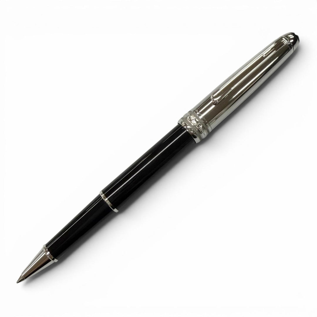 極美品▼MONTBLANC モンブラン マイスターシュテュック ホワイトスター キャップ式 ボールペン ブラック シルバー ドイツ製 メンズ 箱付