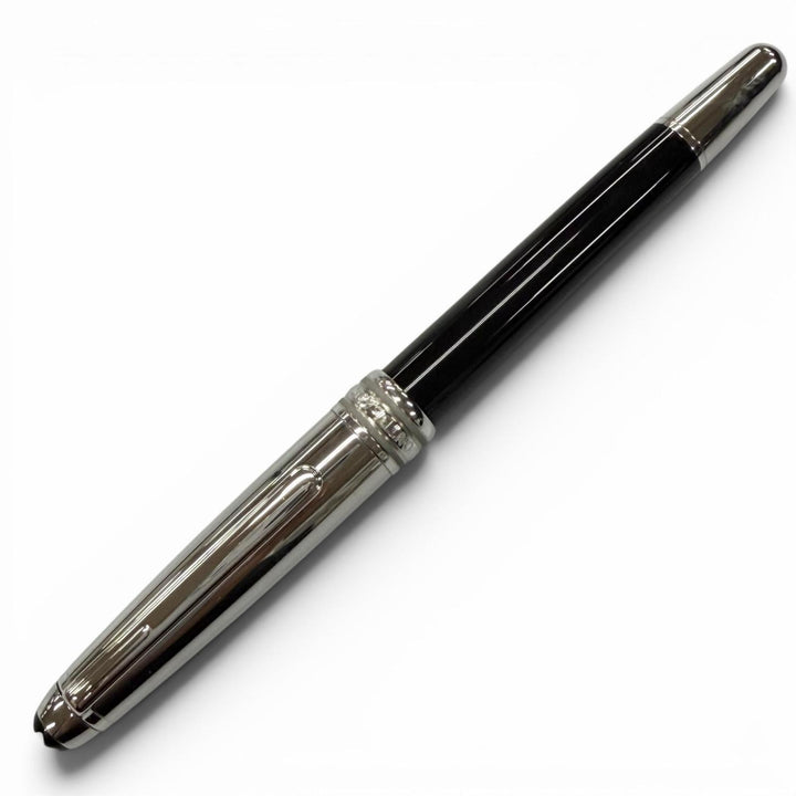 極美品▼MONTBLANC モンブラン マイスターシュテュック ホワイトスター キャップ式 ボールペン ブラック シルバー ドイツ製 メンズ 箱付