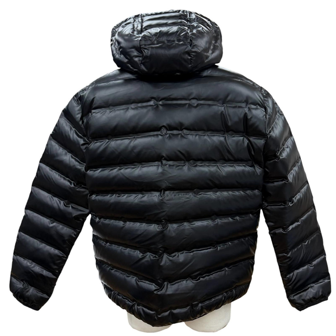 未使用品▼EMPORIO ARMANI エンポリオ アルマーニ 2023年製 黒タグ ロゴワッペン付き フーデッド WZIPUP ダウンジャケット 52 正規品