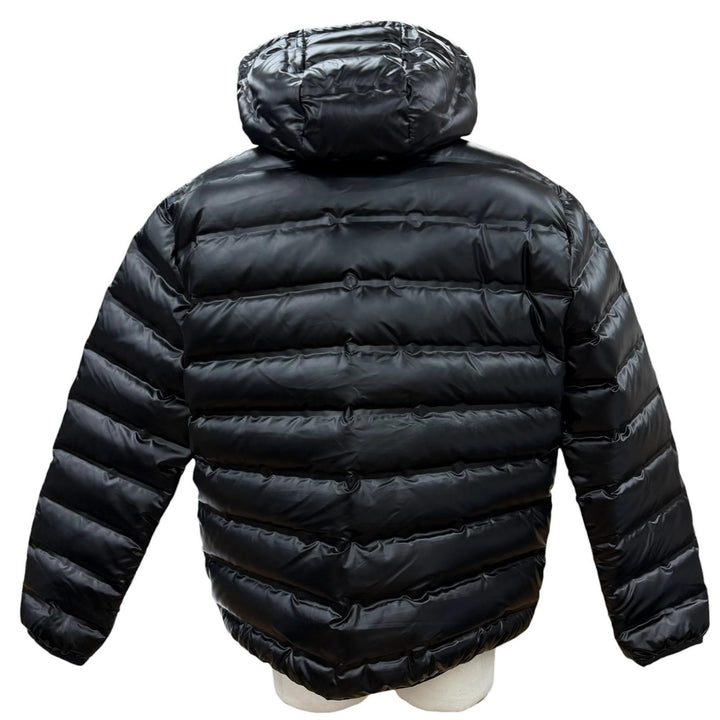 未使用品▼EMPORIO ARMANI エンポリオ アルマーニ 2023年製 黒タグ ロゴワッペン付き フーデッド WZIPUP ダウンジャケット 52 正規品