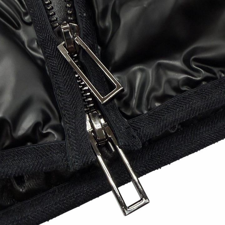 未使用品▼EMPORIO ARMANI エンポリオ アルマーニ 2023年製 黒タグ ロゴワッペン付き フーデッド WZIPUP ダウンジャケット 52 正規品