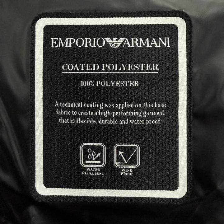 未使用品▼EMPORIO ARMANI エンポリオ アルマーニ 2023年製 黒タグ ロゴワッペン付き フーデッド WZIPUP ダウンジャケット 52 正規品