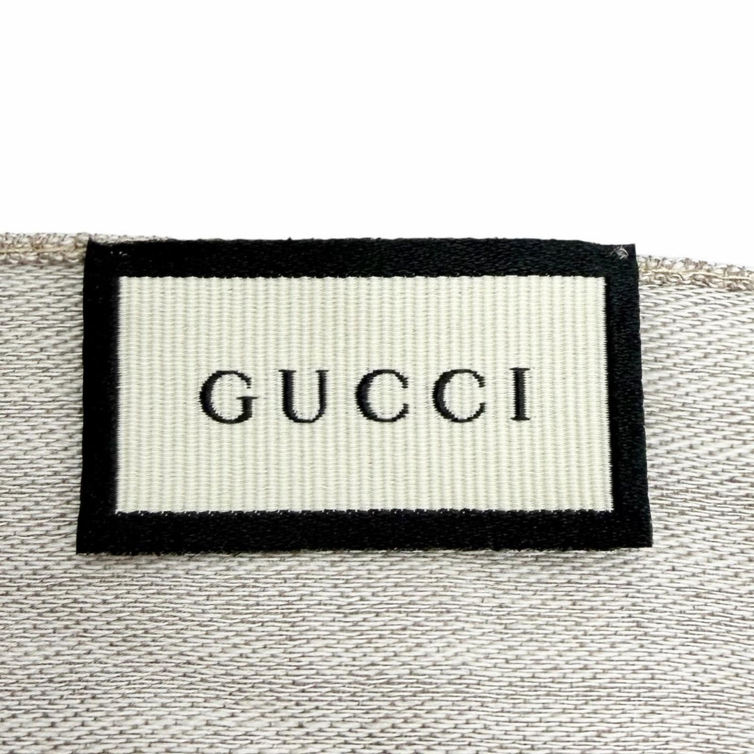 未使用品△GUCCI グッチ 165904 3G646 ウール シルク GGジャガード ミニフリンジ ショール ストール ベージュ 180×45 イタリア製 正規品