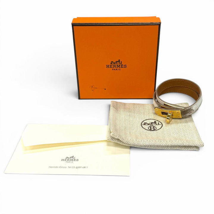未使用品★エルメス ケリー ドゥブルトゥール ヒマラヤ ブレスレット ゴールド金具 クロコダイル ニロティカスマット T2 W刻印 袋付