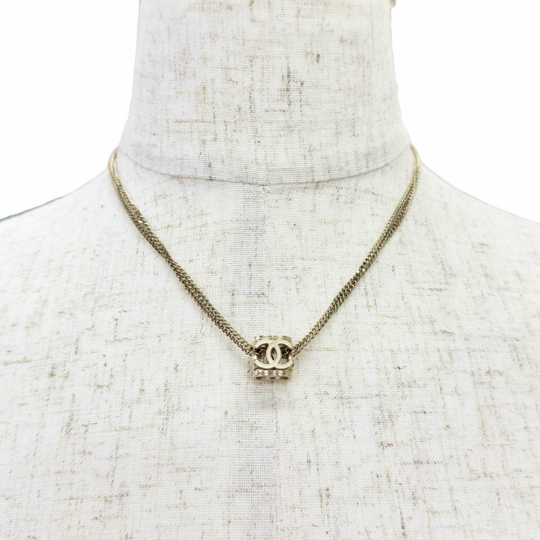 極美品△CHANEL シャネル A22K CCロゴ ココマーク キューブ ネックレス チョーカー ネックレス アクセサリー ゴールド系 伊製 レディース