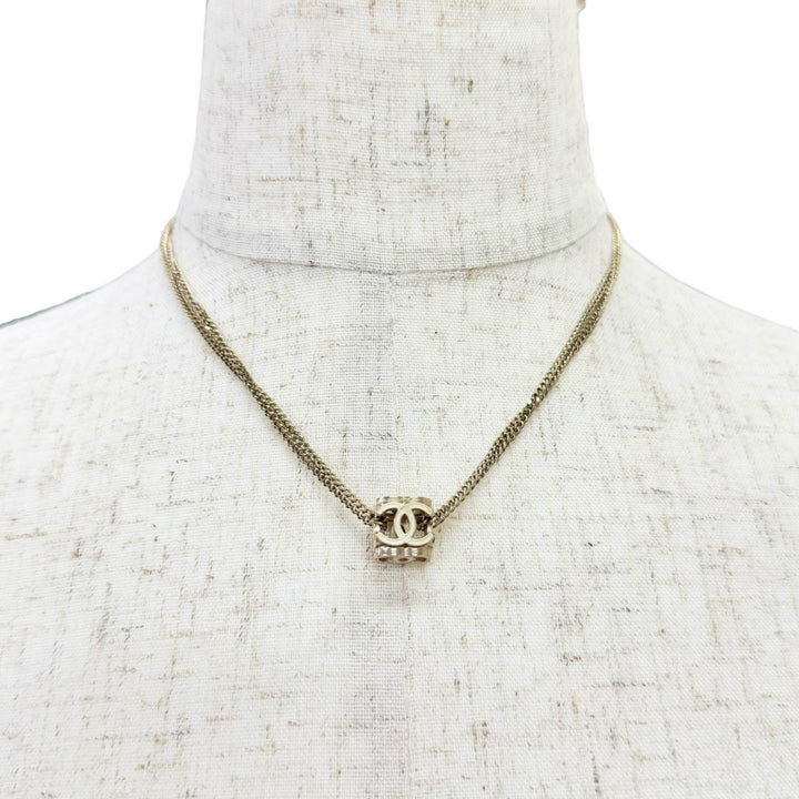 極美品△CHANEL シャネル A22K CCロゴ ココマーク キューブ ネックレス チョーカー ネックレス アクセサリー ゴールド系 伊製 レディース