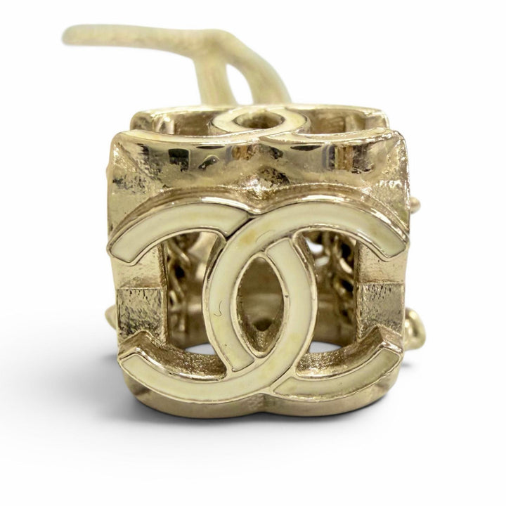 極美品△CHANEL シャネル A22K CCロゴ ココマーク キューブ ネックレス チョーカー ネックレス アクセサリー ゴールド系 伊製 レディース