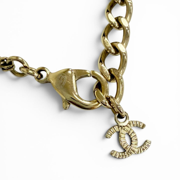 極美品△CHANEL シャネル A22K CCロゴ ココマーク キューブ ネックレス チョーカー ネックレス アクセサリー ゴールド系 伊製 レディース