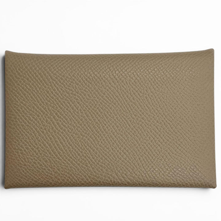 極美品△HERMES エルメス カルヴィ ヴォーエプソン エトゥープ シルバー金具 名刺入れ カードケース W刻印フランス製 レディース 箱付き