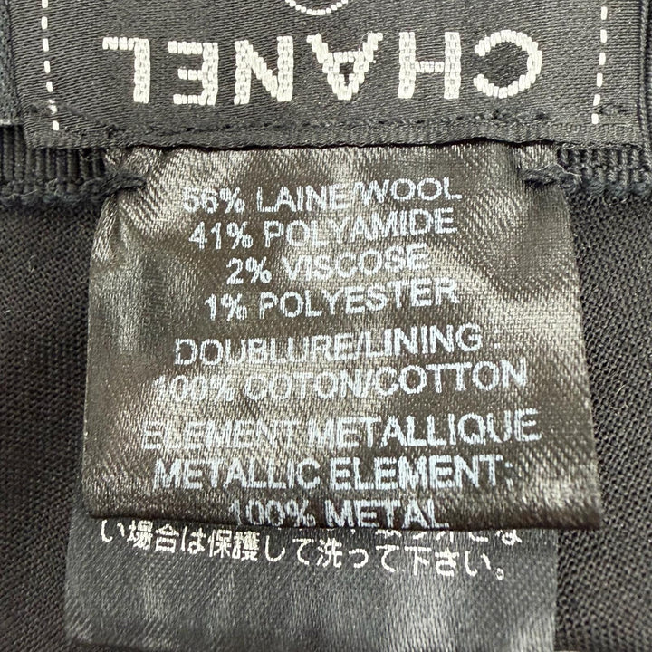 美品◇CHANEL シャネル ウール ココマーク金具付き ツイード バケットハット ブラック グレー ホワイト S イタリア製 正規品 レディース
