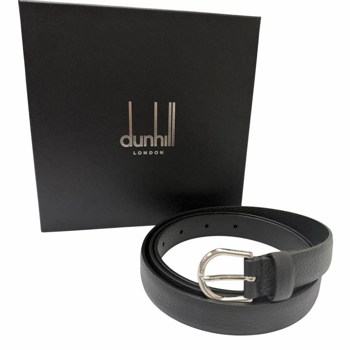 未使用品□Dunhill　ダンヒル　CO0917　シルバーピンバックル　レザーベルト　ブラック　95/38　イタリア製　メンズ　オススメ◎