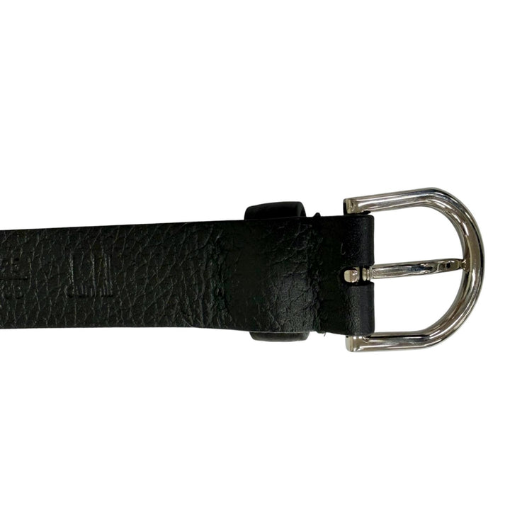 未使用品□Dunhill　ダンヒル　CO0917　シルバーピンバックル　レザーベルト　ブラック　95/38　イタリア製　メンズ　オススメ◎