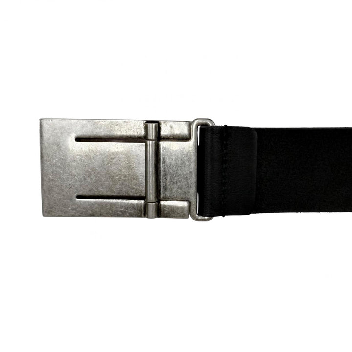 美品□GUCCI　グッチ　835193　ロゴバックル　くすみ加工　レザーベルト　シルバー　ブラック　イタリア製　90/36　メンズオススメ