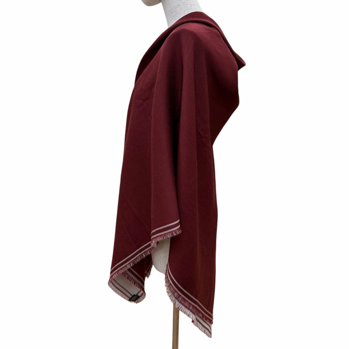 極美品☆HERMES エルメス カレジェアン カシミヤ100％ フリンジ付 大判ショール スカーフ ボルドー オフホワイト 英国製 レディース