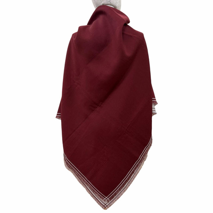 極美品☆HERMES エルメス カレジェアン カシミヤ100％ フリンジ付 大判ショール スカーフ ボルドー オフホワイト 英国製 レディース