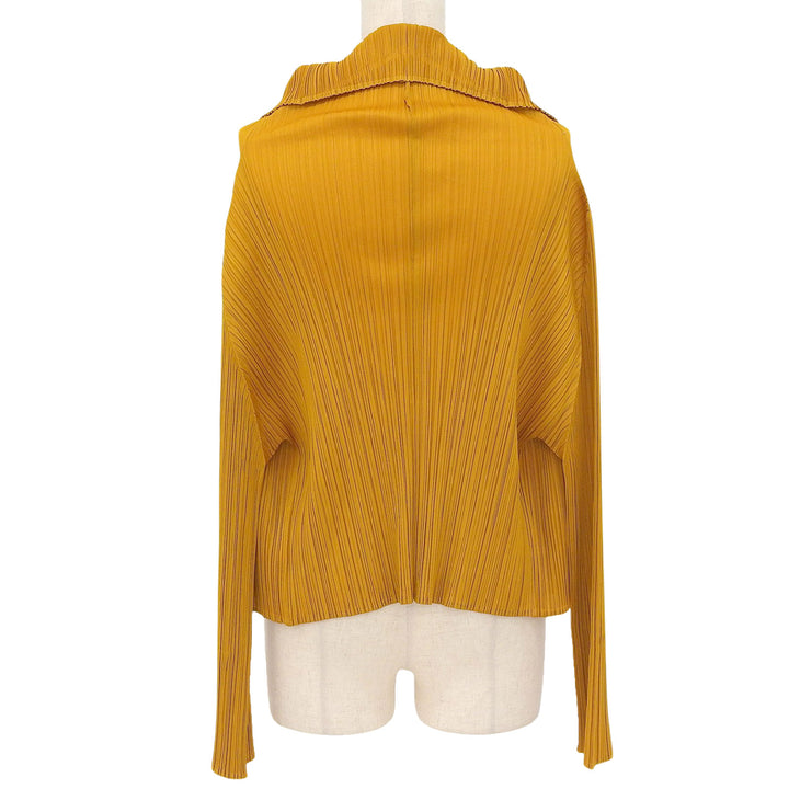 極美品▲PLEATS PLEASE プリーツプリーズ イッセイミヤケ PP23-JO164 ロングスリーブ カーディガン ブラウン 4 日本製 正規品 レディース