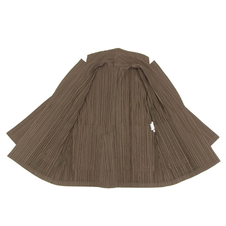 極美品▲PLEATS PLEASE プリーツプリーズ イッセイミヤケ PP51-JA451 カーディガン ジャケット カーキ系 2 日本製 正規品 レディース