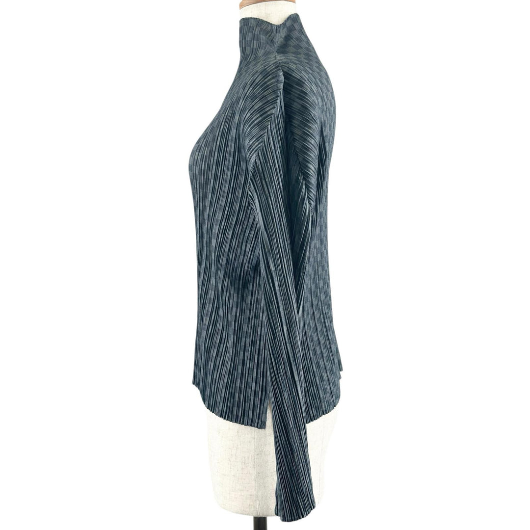 美品▲PLEATS PLEASE プリーツプリーズ イッセイミヤケ PP31-JK916 ボトルネック カットソー チャコールグレー 3 正規品 レディース