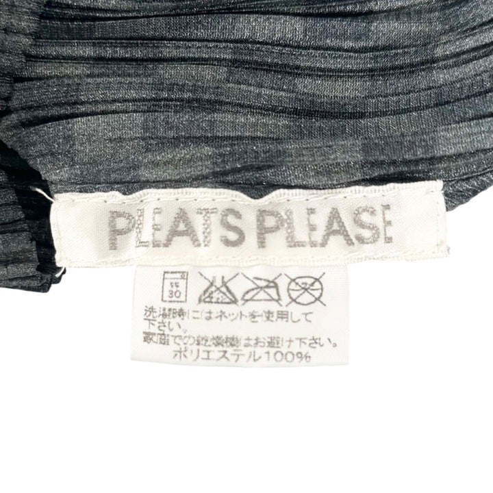 美品▲PLEATS PLEASE プリーツプリーズ イッセイミヤケ PP31-JK916 ボトルネック カットソー チャコールグレー 3 正規品 レディース
