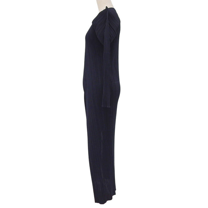 極美品▲PLEATS PLEASE プリーツプリーズ イッセイミヤケ PP05-JA001 ロング カーディガン ダークネイビー 2 日本製 正規品 レディース