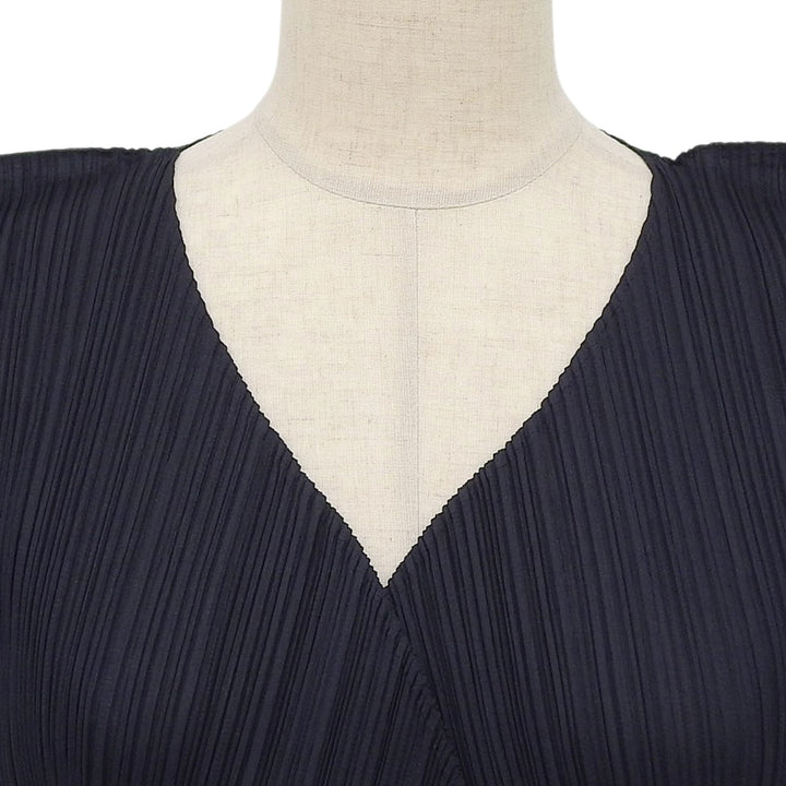 極美品▲PLEATS PLEASE プリーツプリーズ イッセイミヤケ PP05-JA001 ロング カーディガン ダークネイビー 2 日本製 正規品 レディース