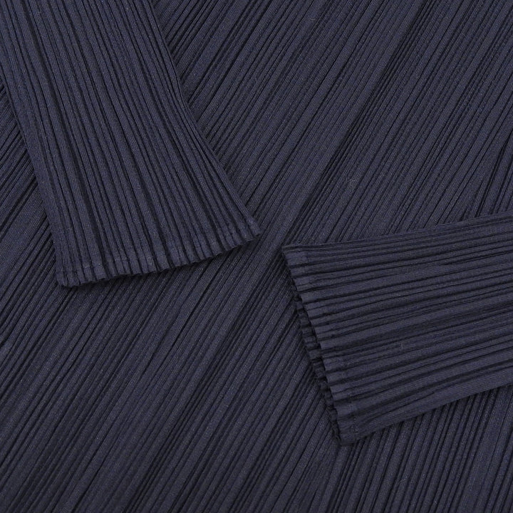 極美品▲PLEATS PLEASE プリーツプリーズ イッセイミヤケ PP05-JA001 ロング カーディガン ダークネイビー 2 日本製 正規品 レディース