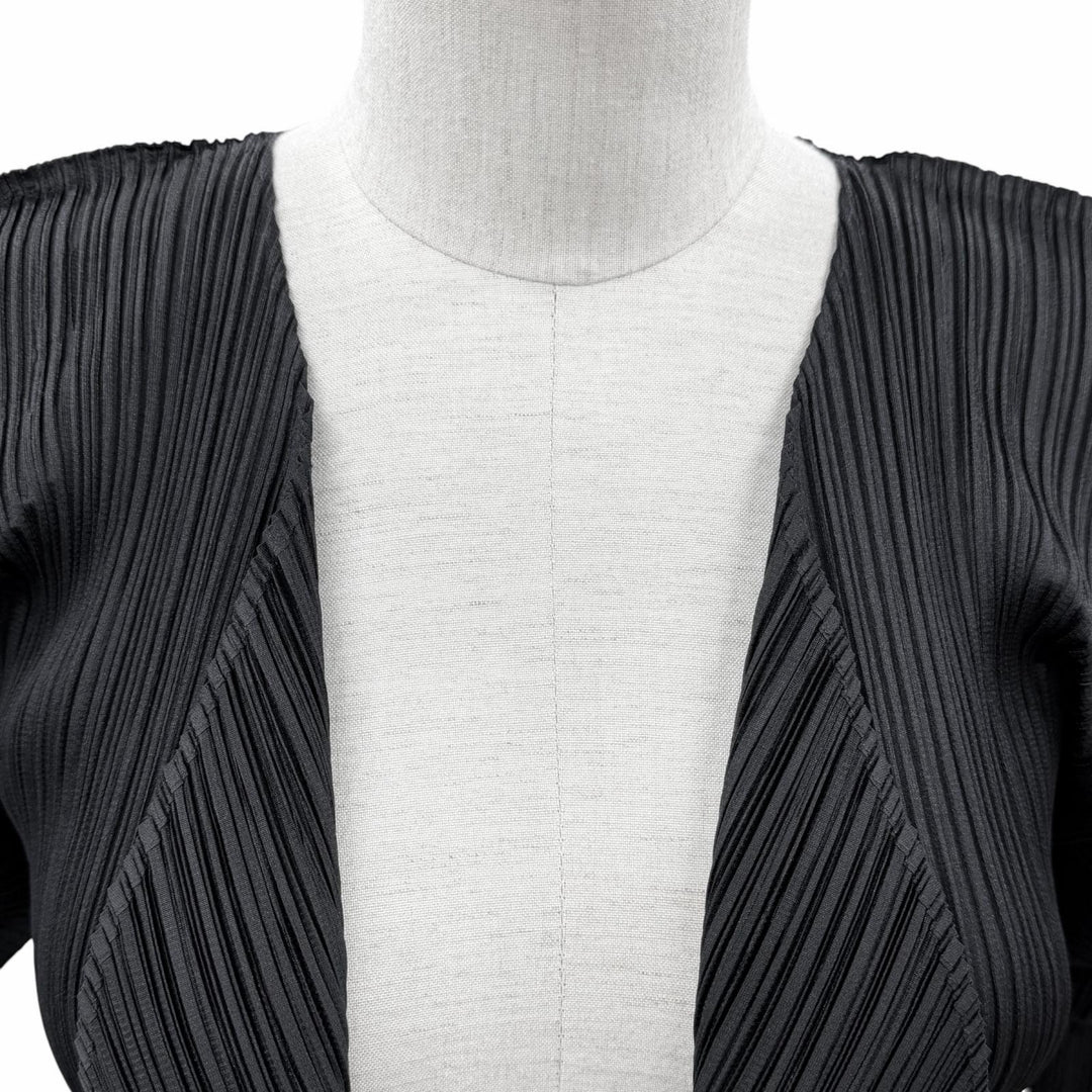 極美品▲PLEATS PLEASE プリーツプリーズ イッセイミヤケ PP05-JA001 ロング カーディガン ダークネイビー 2 日本製 正規品 レディース