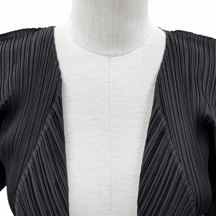 極美品▲PLEATS PLEASE プリーツプリーズ イッセイミヤケ PP05-JA001 ロング カーディガン ダークネイビー 2 日本製 正規品 レディース