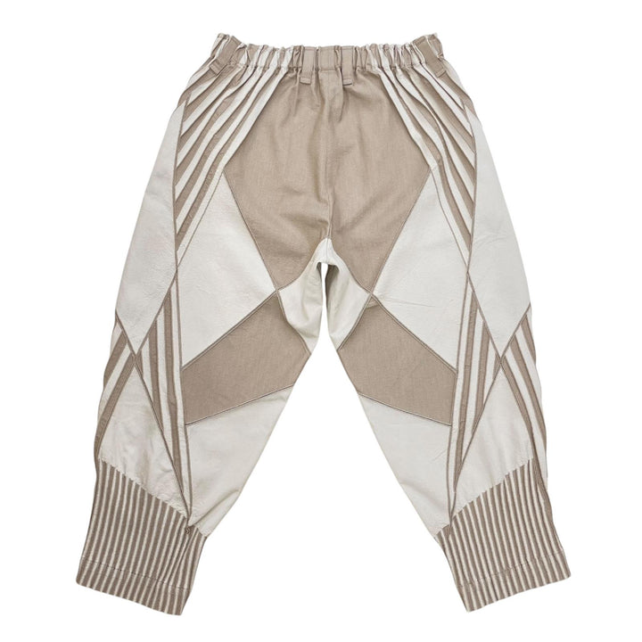 未使用品▲ISSEY MIYAKE イッセイミヤケ 2023SS AT31FF705 コットン ボーダー柄 幾何学的模様 パンツ ベージュ 2 日本製 正規品 メンズ