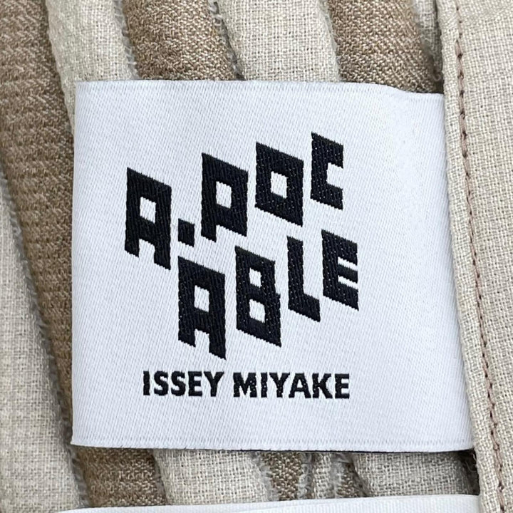 未使用品▲ISSEY MIYAKE イッセイミヤケ 2023SS AT31FF705 コットン ボーダー柄 幾何学的模様 パンツ ベージュ 2 日本製 正規品 メンズ