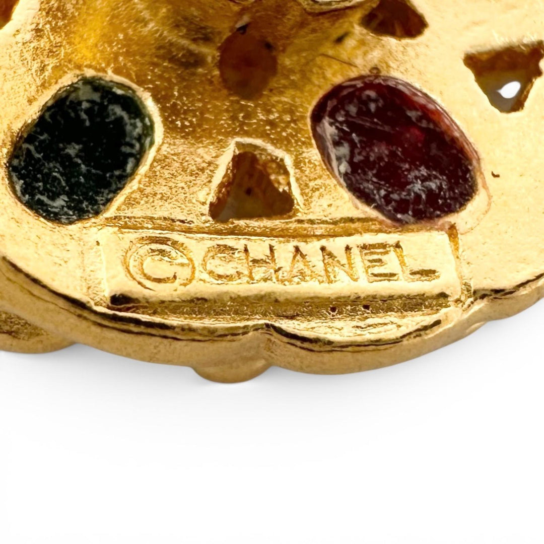 美品▲CHANEL シャネル ヴィンテージ 裏ロゴ入り 2個セット 金ボタン グリポアボタン ゴールド レディース