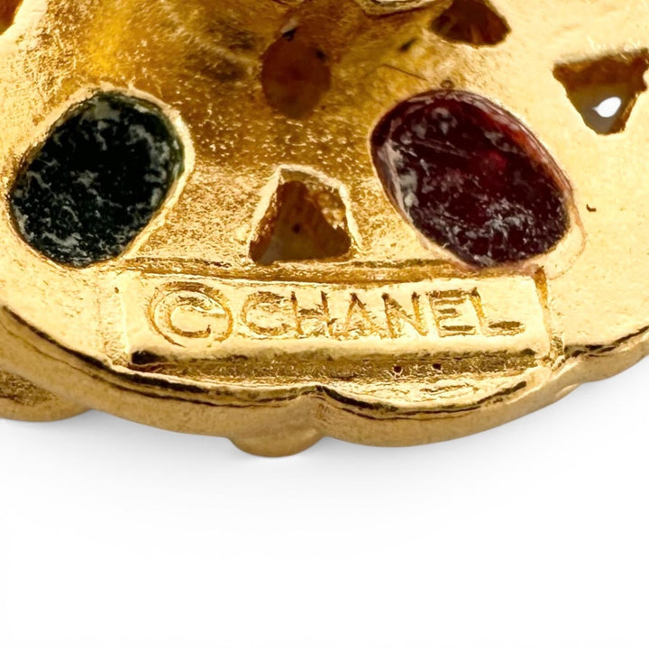 美品▲CHANEL シャネル ヴィンテージ 裏ロゴ入り 2個セット 金ボタン グリポアボタン ゴールド レディース