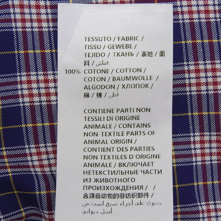 極美品▲GUCCI グッチ 557391 コットン100％ ミケーレ期 チェック柄 オーバーサイズシャツ 半袖シャツ ブルー マルチ 46 正規品 メンズ