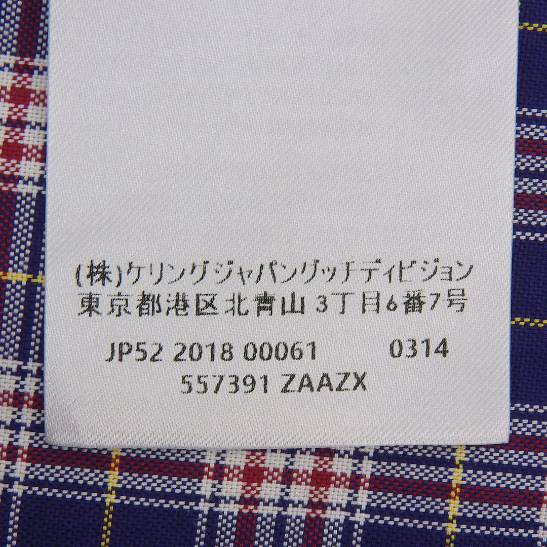 極美品▲GUCCI グッチ 557391 コットン100％ ミケーレ期 チェック柄 オーバーサイズシャツ 半袖シャツ ブルー マルチ 46 正規品 メンズ