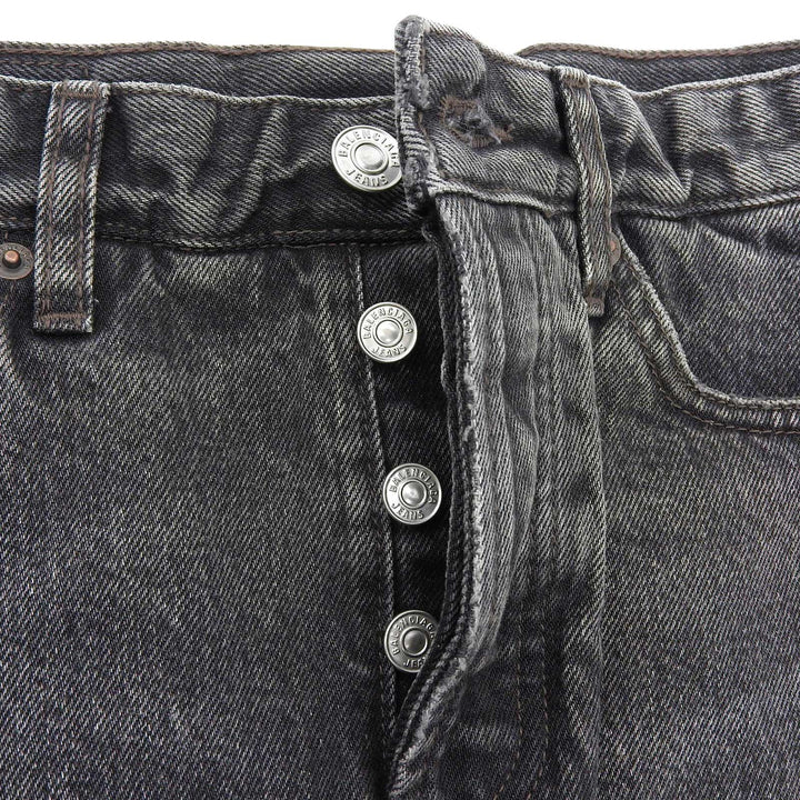 未使用品▲BALENCIAGA バレンシアガ 22SS 657637 コットン100％ レザーパッチ サイドジップ デニム スカート ブラック 34 日本製 正規品