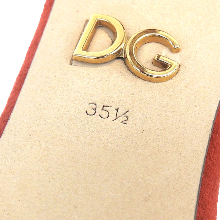 極美品▲DOLCE&amp;GABBANA ドルチェ＆ガッバーナ スカルプチャーヒール スウェードレザー使い パンプス レッド ゴールド 35.5 レディース