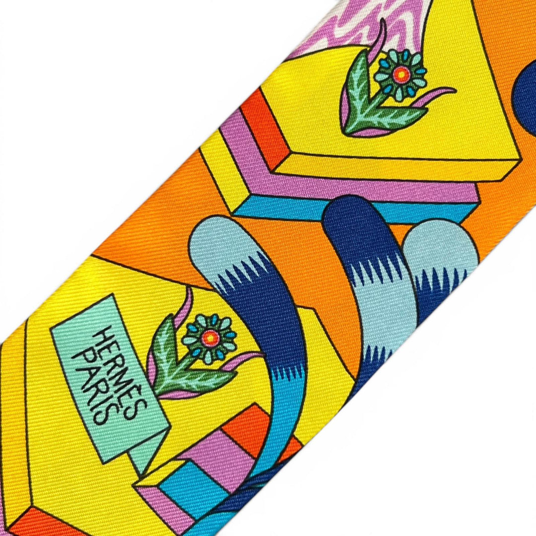 極美品▲HERMES エルメス La Source de Pegase ペガサスの源泉 シルク100％ ツイリー スカーフ マルチカラー フランス製 レディース 箱付