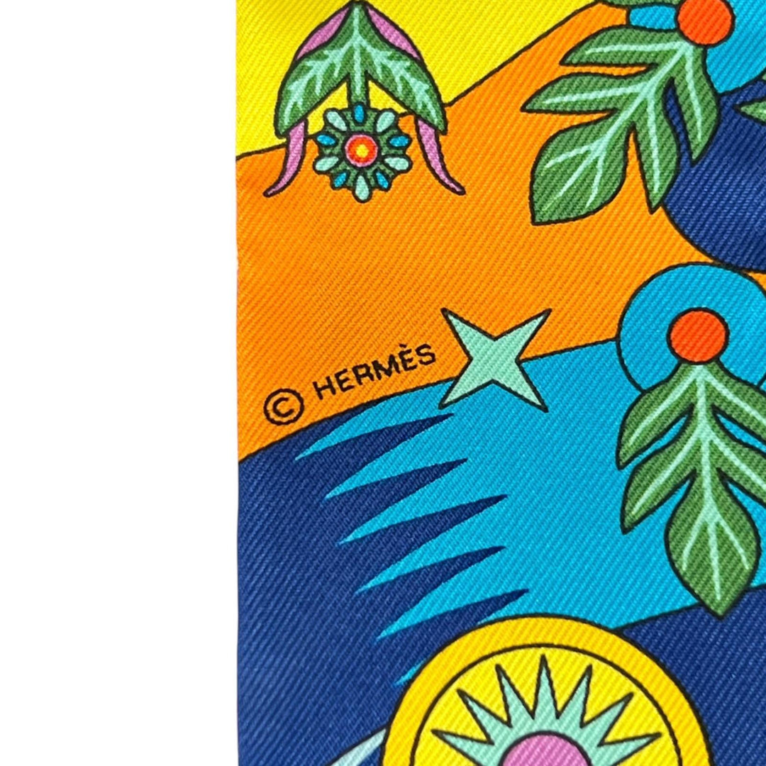 極美品▲HERMES エルメス La Source de Pegase ペガサスの源泉 シルク100％ ツイリー スカーフ マルチカラー フランス製 レディース 箱付