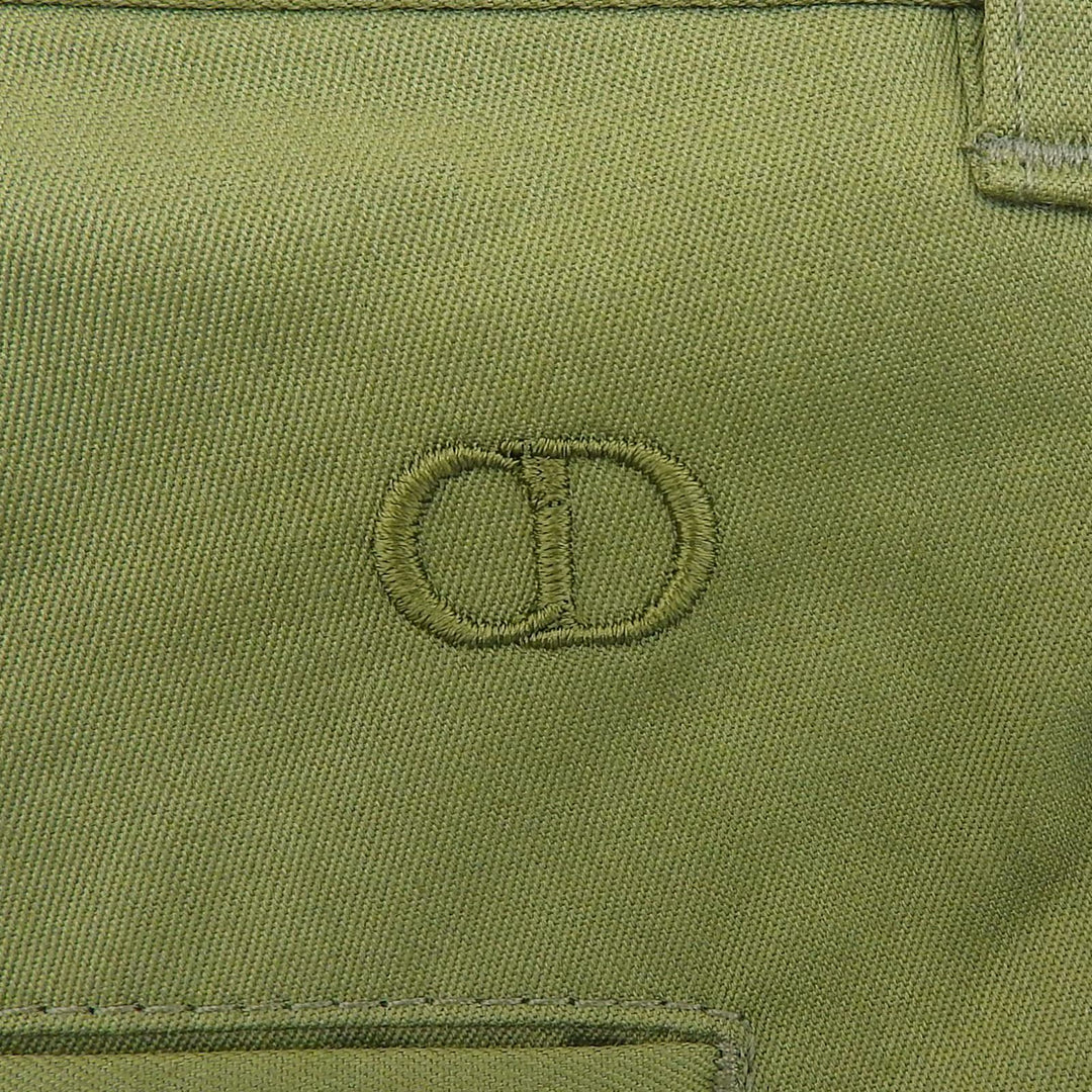 未使用品▲DIOR ディオール 013C104A5127 コットン100％ CD刺繍 センタープレス スラックス パンツ グリーン 50 伊製 正規品 メンズ