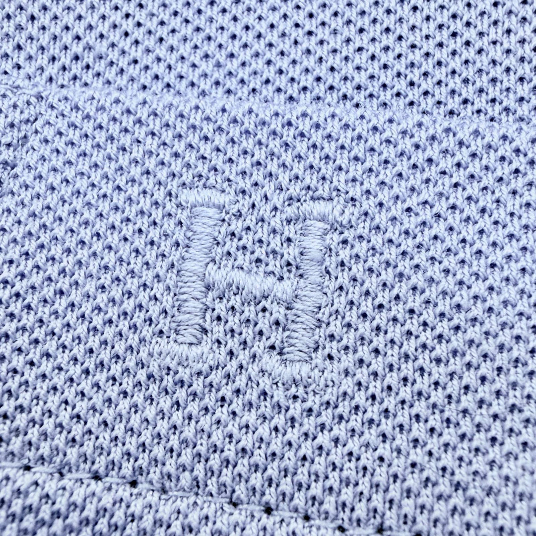 極美品▼HERMES エルメス コットン100% Hロゴ刺繍 胸ポケット ショートスリーブ 半袖ポロシャツ パープル XL イタリア製 メンズ