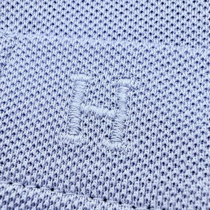 極美品▼HERMES エルメス コットン100% Hロゴ刺繍 胸ポケット ショートスリーブ 半袖ポロシャツ パープル XL イタリア製 メンズ