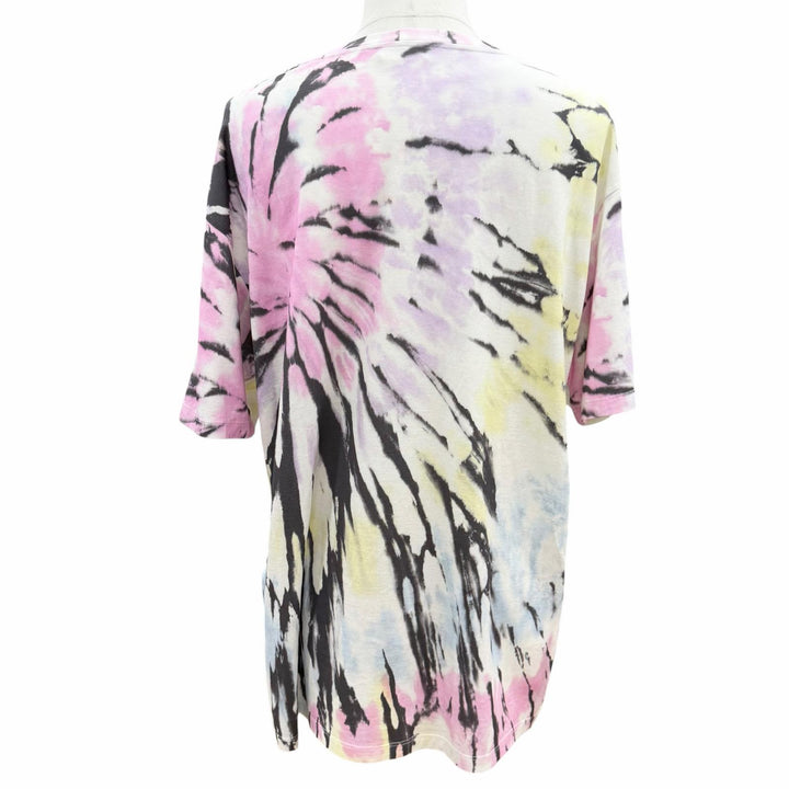 美品▼CELINE セリーヌ 23SS 2X59G649V タイダイ柄 ロゴプリント クルーネック ショートスリーブ 半袖Ｔシャツ マルチ L 正規品 メンズ