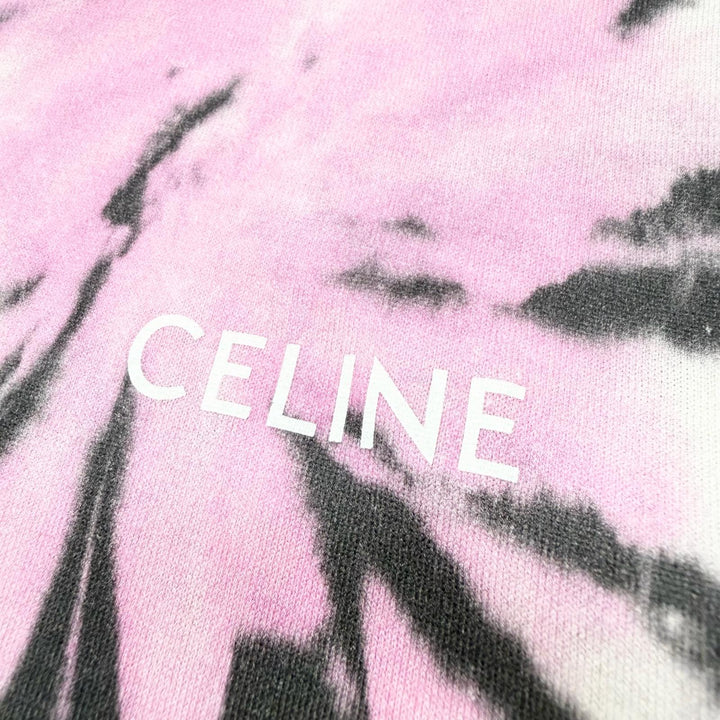 美品▼CELINE セリーヌ 23SS 2X59G649V タイダイ柄 ロゴプリント クルーネック ショートスリーブ 半袖Ｔシャツ マルチ L 正規品 メンズ