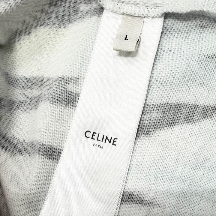 美品▼CELINE セリーヌ 23SS 2X59G649V タイダイ柄 ロゴプリント クルーネック ショートスリーブ 半袖Ｔシャツ マルチ L 正規品 メンズ