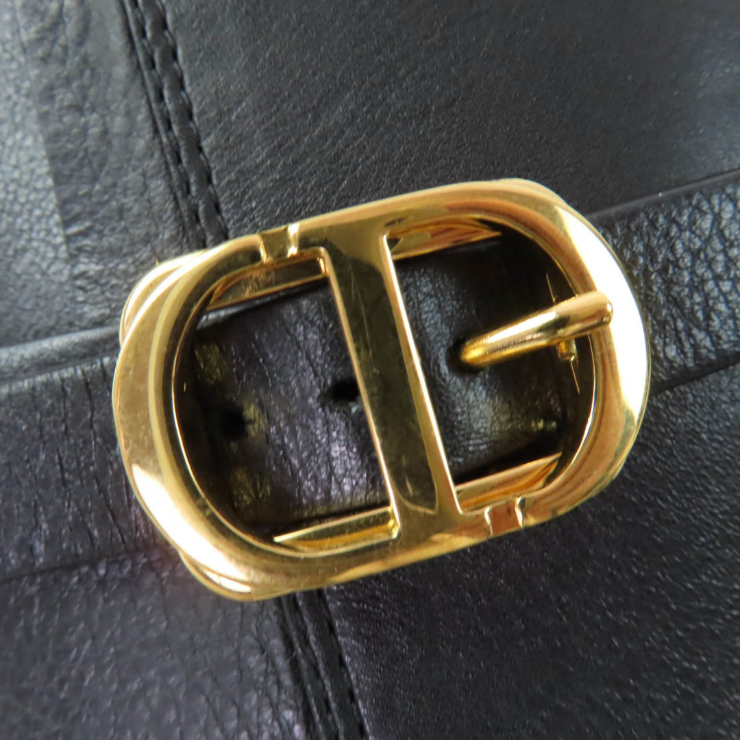 美品☆Christian Dior クリスチャンディオール EMPREINTE レザー ショートブーツ ブラック ゴールド金具 38 イタリア製 レディース