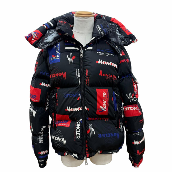 美品▼MONCLER モンクレール WILSON ウィルソン フーデッド WZIPUP ダウンジャケット ブラック マルチ 3 ブルガリア製 正規品 メンズ